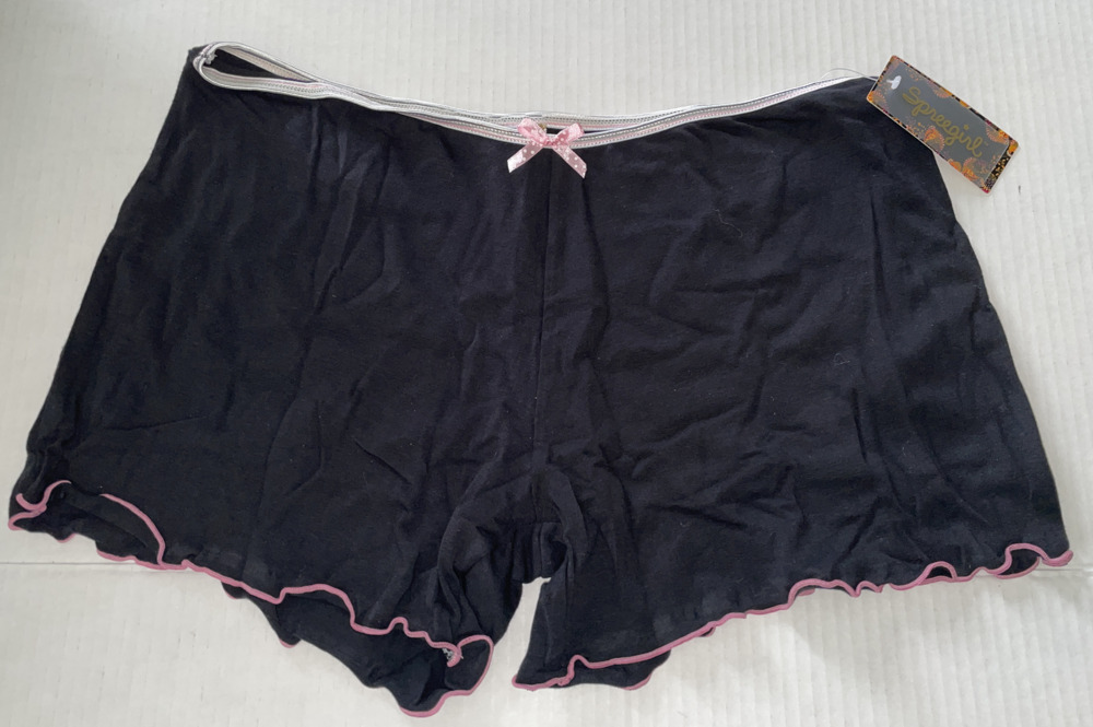 Seven Til Mid super soft black lounge shorts ruffle lingerie sleep wear 1X NEW